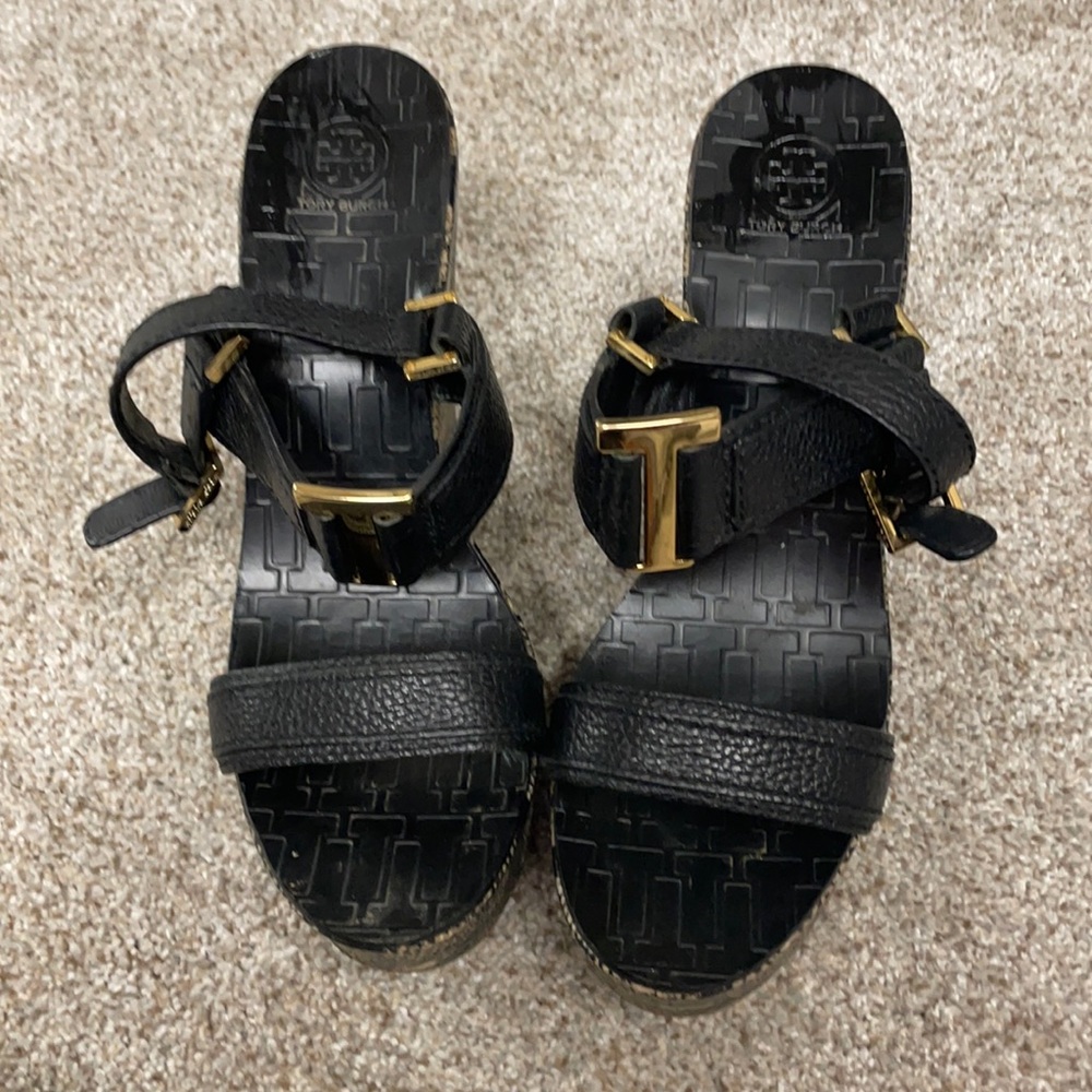 Black and Tan Tory Burch wedge
